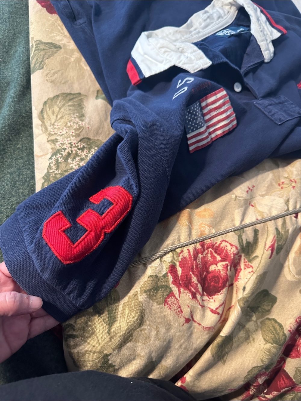Polo by Ralph Lauren Navy Short-Sleeve USA Flag Polo with Red Pony - Picture 4 of 4